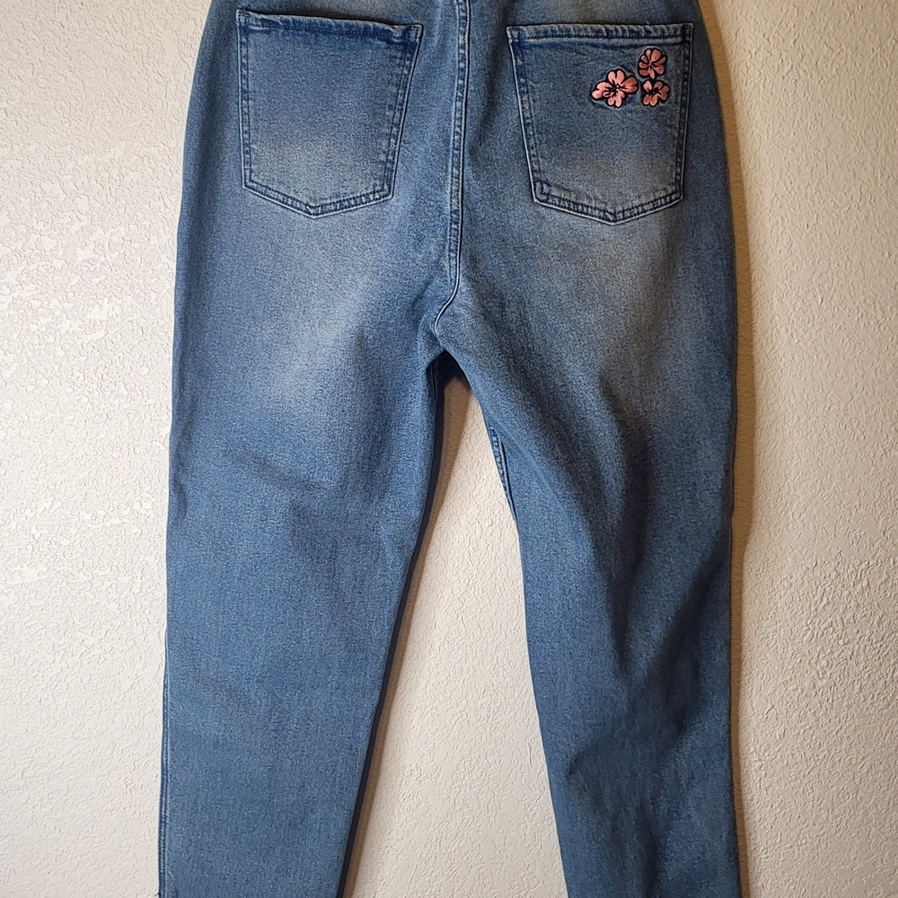 Hot Topic Blue Jeans with Raccoon and Floral Embroidery - Picture 3 of 9